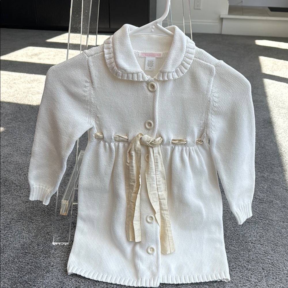 Janie and Jack Cream Knit Sweater with Ruffled Collar